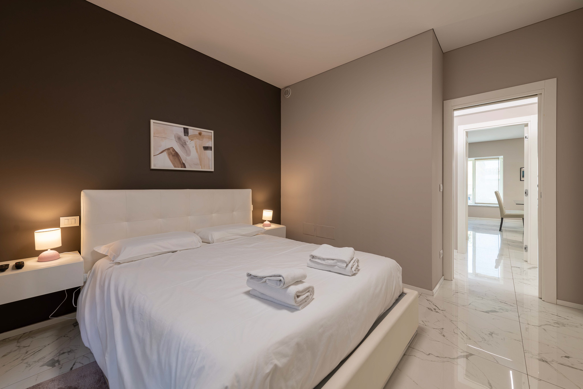 Master bedroom, view towards the living area
